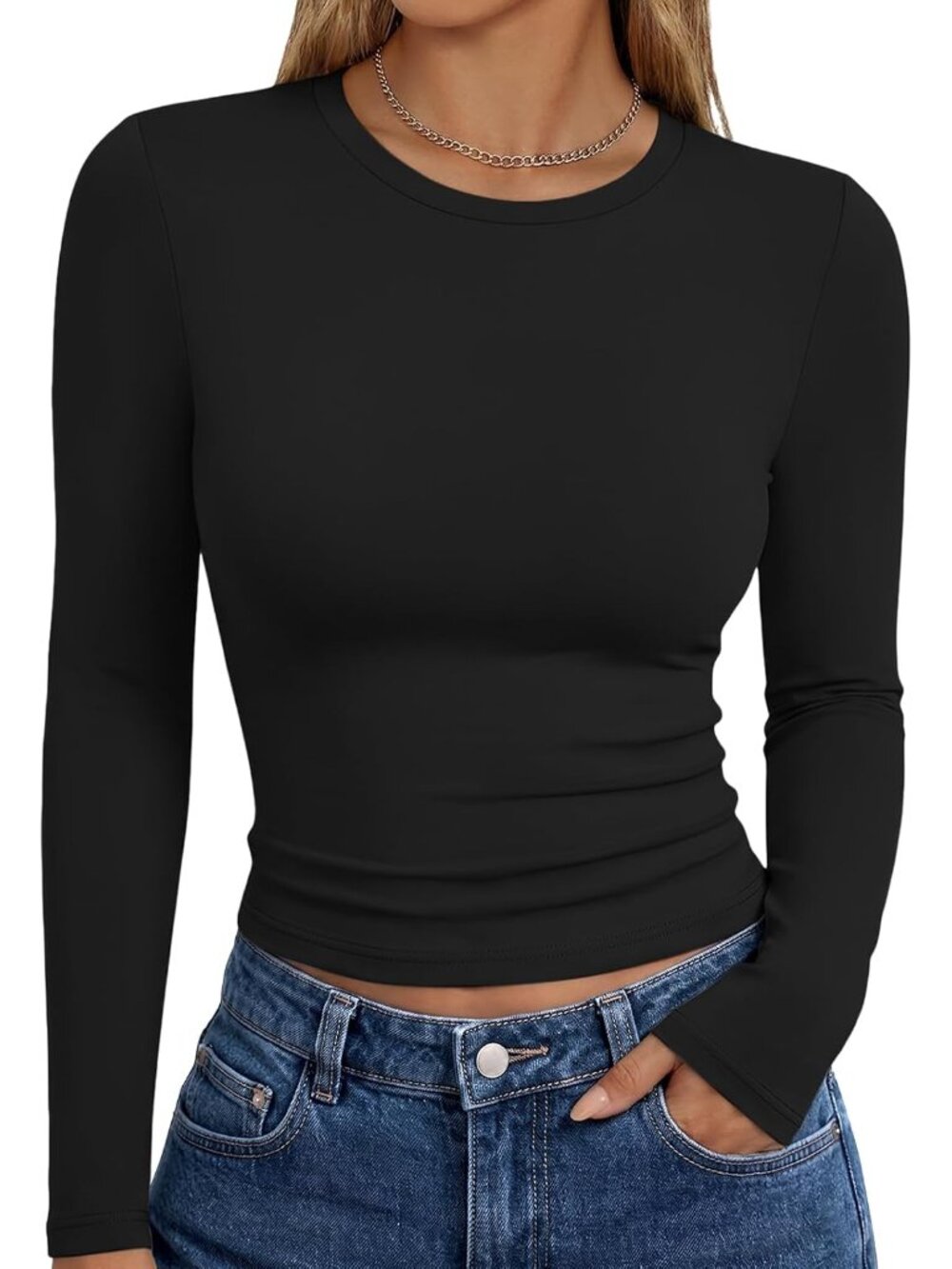 Y2K Trendy Women's Long Sleeve Crop Top - Soft & Slim Fit for Effortless Style